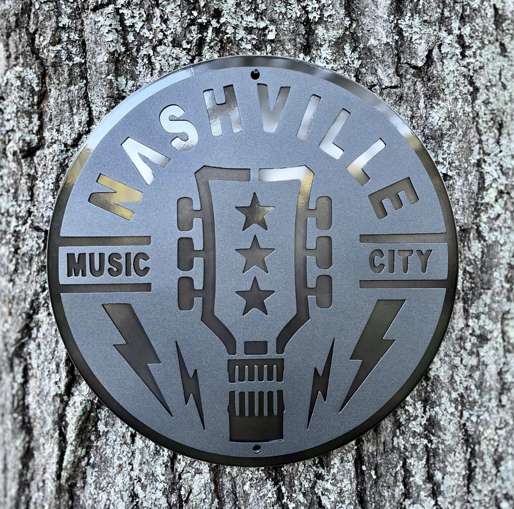 Nashville Music City Guitar Sign Two Layer Metal Sign Nashville Guitar Decor Music City Wall Art Nashville Tennessee Metal Guitar Sign
