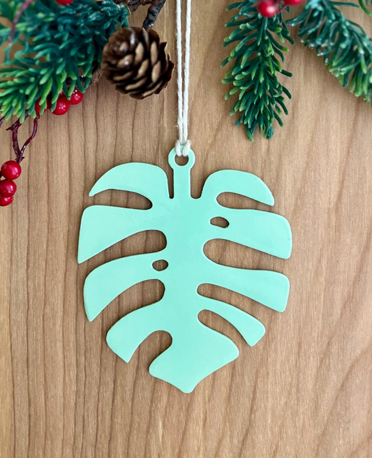 Monstera Leaf Christmas Ornament Metal Tree Ornament Tropical Vibes Gift for Plant Lover Plant Lady Succulent Leaf Plant Decor Decoration