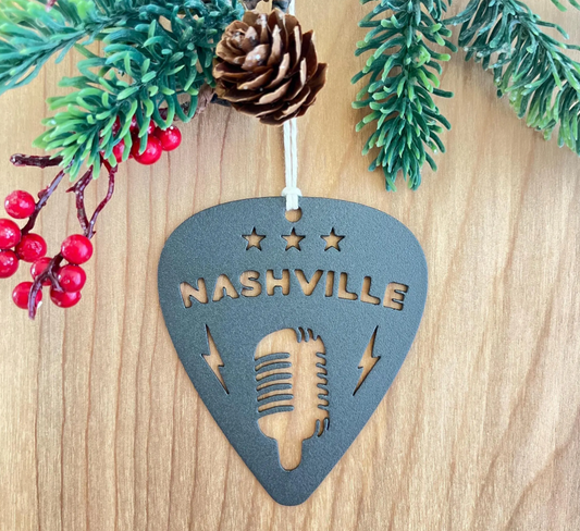 Nashville Guitar Pick Ornament Metal Christmas Tree Decoration Music City Ornament Tennessee Tristar Steel Ornament Musical Gift